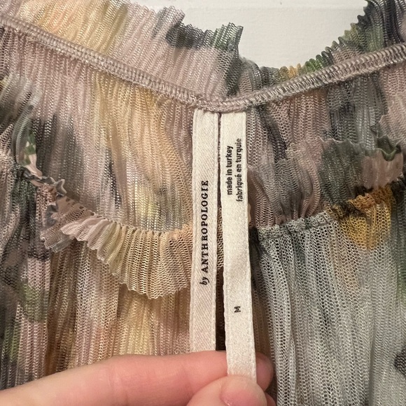 Anthropologie Long Sleeve Printed Sheer Blouse - size medium - Picture 4 of 9